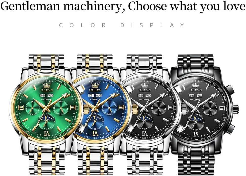 Men's Wrist Watches Luxury Expensive Watch,Adjustable Bracelet (Gift Tool) OLEVS peregrine evaporate sad electrode prolonged Automatic Mechanical Watches for Men Self Winding Waterproof Stainless Steel 