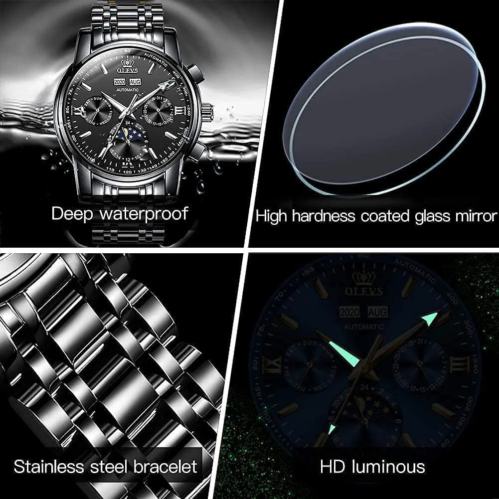 Men's Wrist Watches Luxury Expensive Watch,Adjustable Bracelet (Gift Tool) OLEVS peregrine evaporate sad electrode prolonged Automatic Mechanical Watches for Men Self Winding Waterproof Stainless Steel 