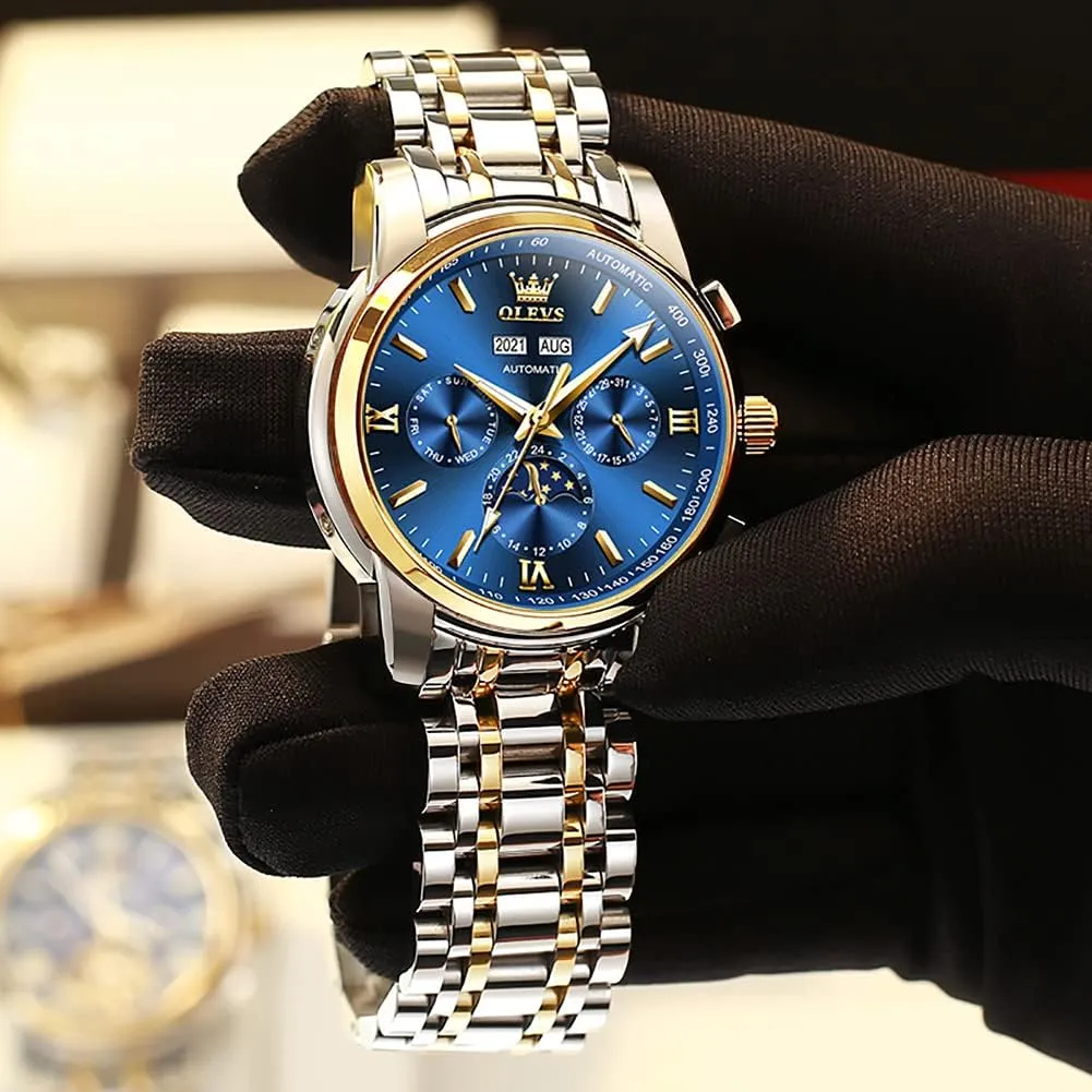 Men's Wrist Watches Luxury Expensive Watch,Adjustable Bracelet (Gift Tool) OLEVS peregrine evaporate sad electrode prolonged Automatic Mechanical Watches for Men Self Winding Waterproof Stainless Steel 