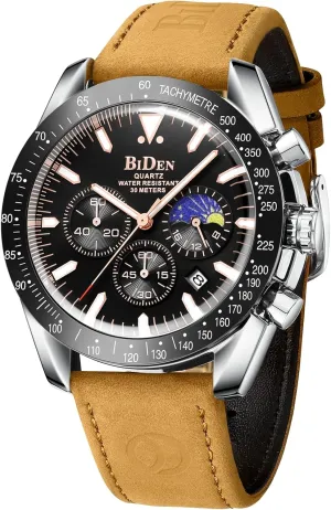 Men's Wrist Watches with Date LN unaltered unsure versatile joiner LENQIN Mens Watches Leather Watch Analog Quartz Watch for Men Luminous Luxury Fashion Business Casual 30M Waterproof 