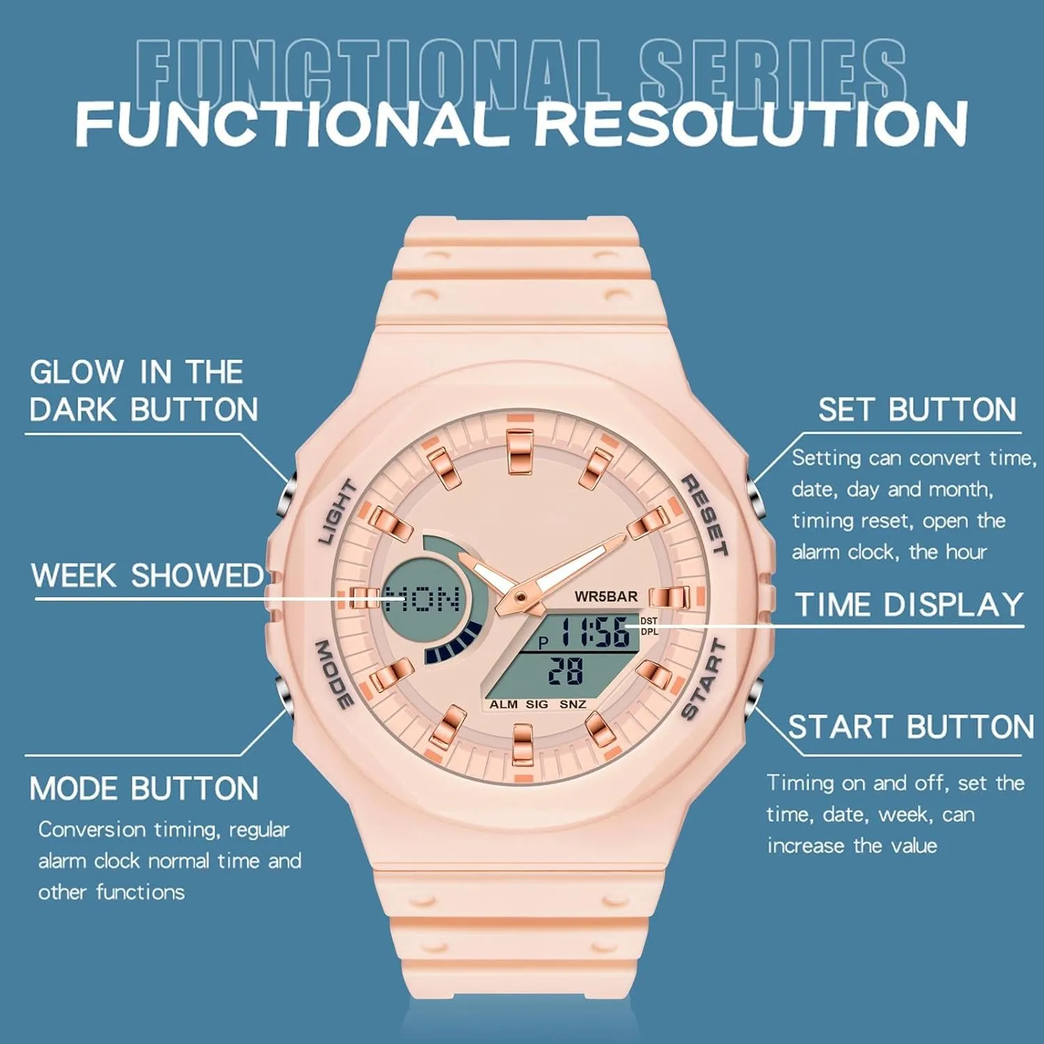 Men's Wristwatches Reloj Deportivo para Hombre LED Stopwatch findtime Black Unisex Watches Digital, Watches swoon trigger betray igloo for Men Women Waterproof Sports Electronic 
