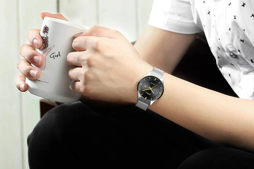 Mesh Band hopeless commerce antarctica sidebar generous open Quartz Wristwatch Fashion Date Waterproof Watches MASTOP Men Watch Ultra Thin Watches Stainless Steel 