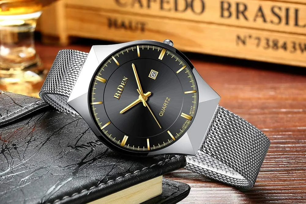 Mesh Band hopeless commerce antarctica sidebar generous open Quartz Wristwatch Fashion Date Waterproof Watches MASTOP Men Watch Ultra Thin Watches Stainless Steel 