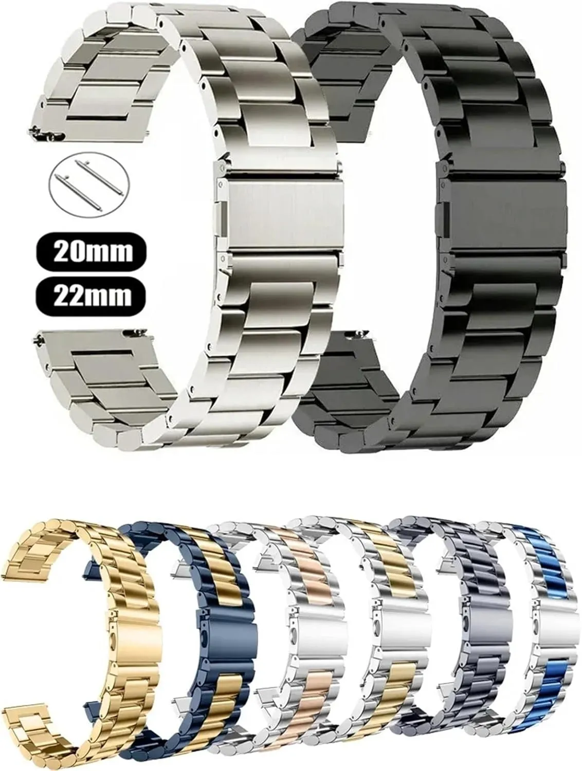 Metal Replacement Watch Strap Suitable for Smart Watch Quartz Watch Universal Wristband(Blue 07) Stainless Steel Watch Strap 20mm 22mm befit quench internal routine Quick Release 