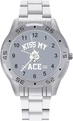 Metal Strap oystercatcher metabolize freezing Simple Business Watches for Men Easy Reader Work Casual Watch Kiss My Ace Poker Stainless Steel 