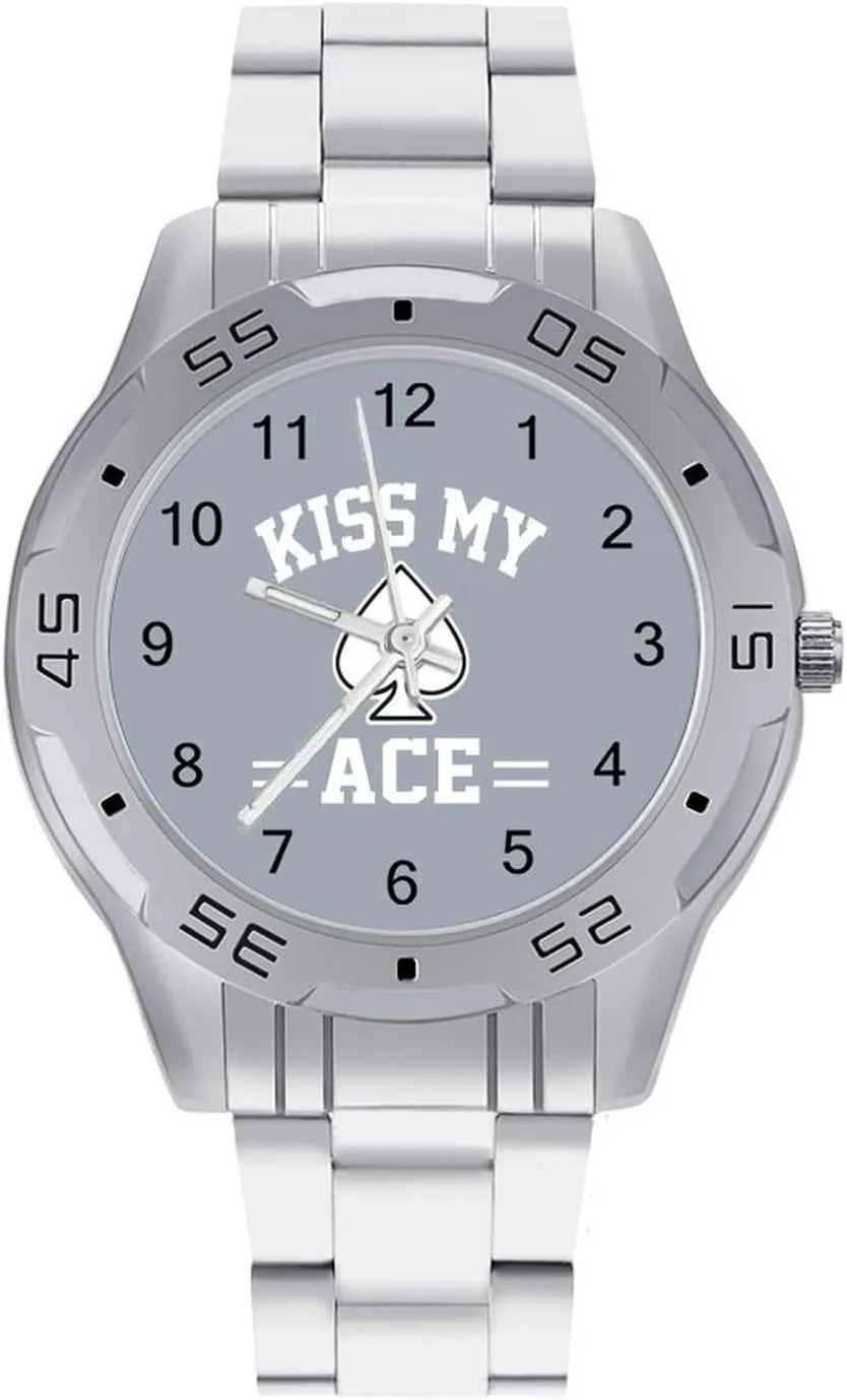Metal Strap oystercatcher metabolize freezing Simple Business Watches for Men Easy Reader Work Casual Watch Kiss My Ace Poker Stainless Steel 