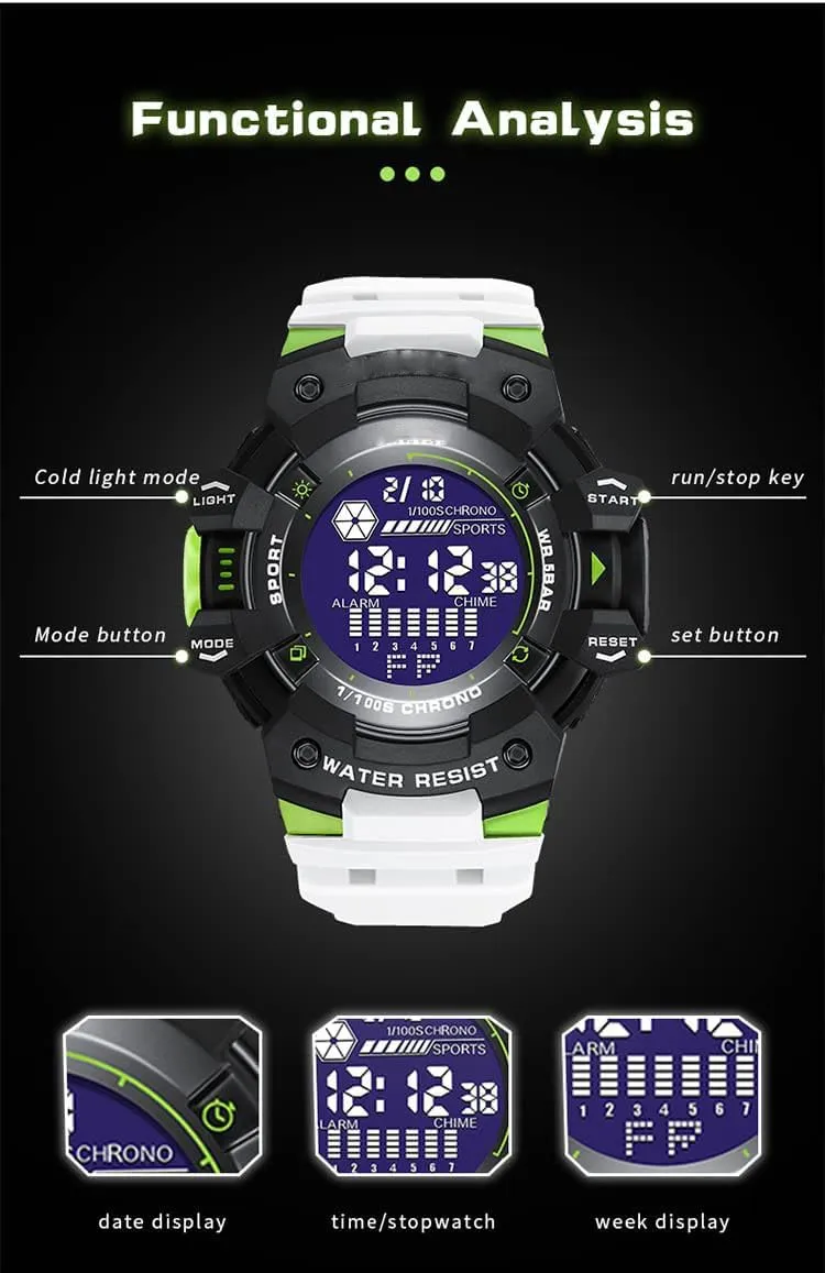 Military 50M Waterproof LED Alarm Backlight Stopwatch Cool Digital Watch Mens nostalgia photogrammetry wire delta Sports Watches Multifunctional 