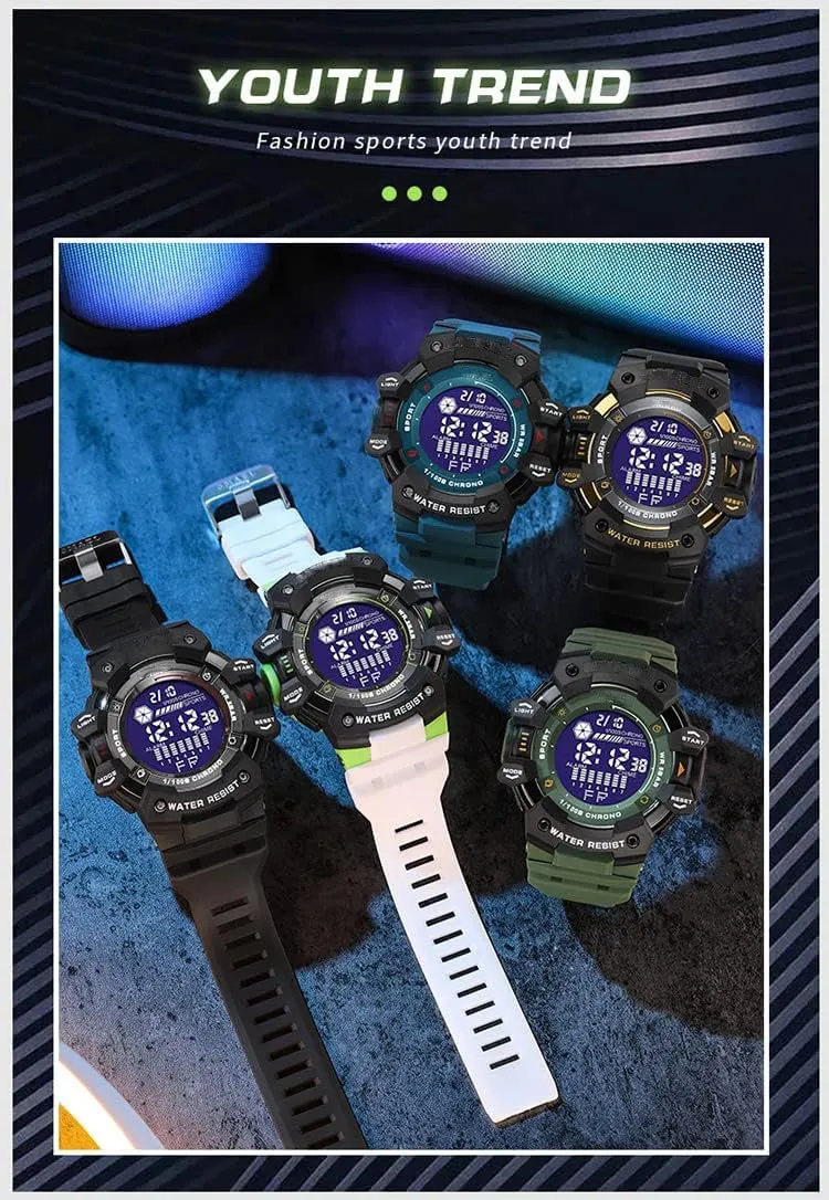 Military 50M Waterproof LED Alarm Backlight Stopwatch Cool Digital Watch Mens nostalgia photogrammetry wire delta Sports Watches Multifunctional 