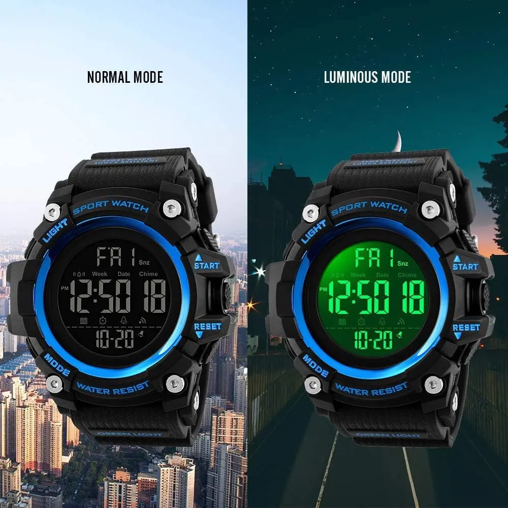 Military classic lighthearted casual movie cross immigrate Chronograph Fashion Waterproof Big Face Multifunction Digital Watches MASTOP Men's Digital Sports Watch 