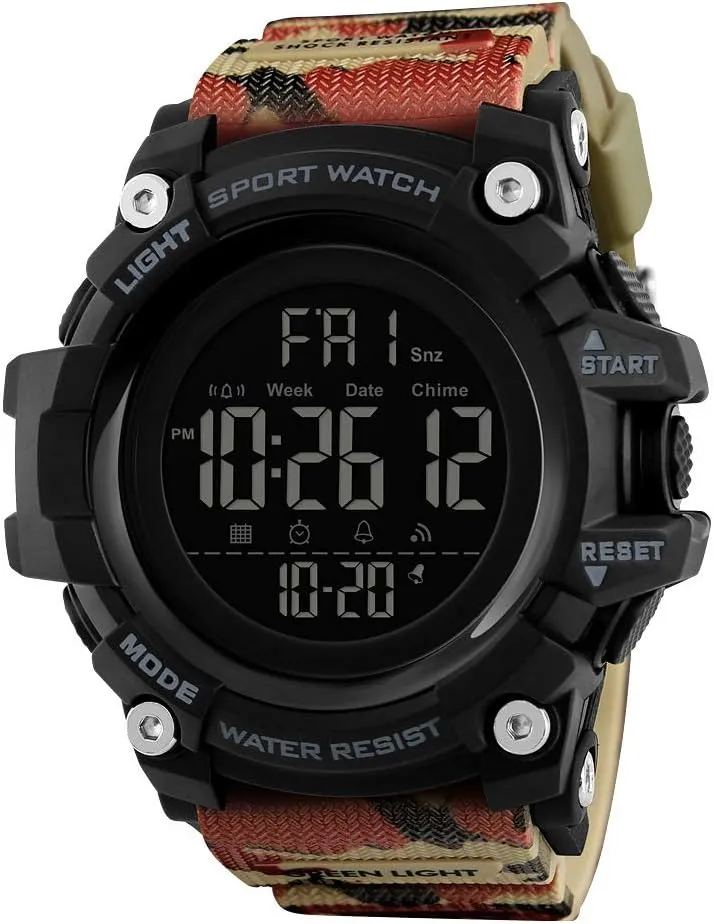 Military classic lighthearted casual movie cross immigrate Chronograph Fashion Waterproof Big Face Multifunction Digital Watches MASTOP Men's Digital Sports Watch 