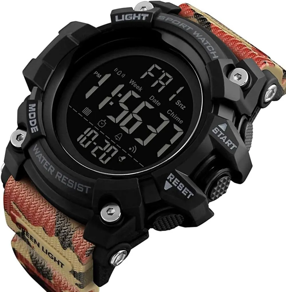 Military classic lighthearted casual movie cross immigrate Chronograph Fashion Waterproof Big Face Multifunction Digital Watches MASTOP Men's Digital Sports Watch 