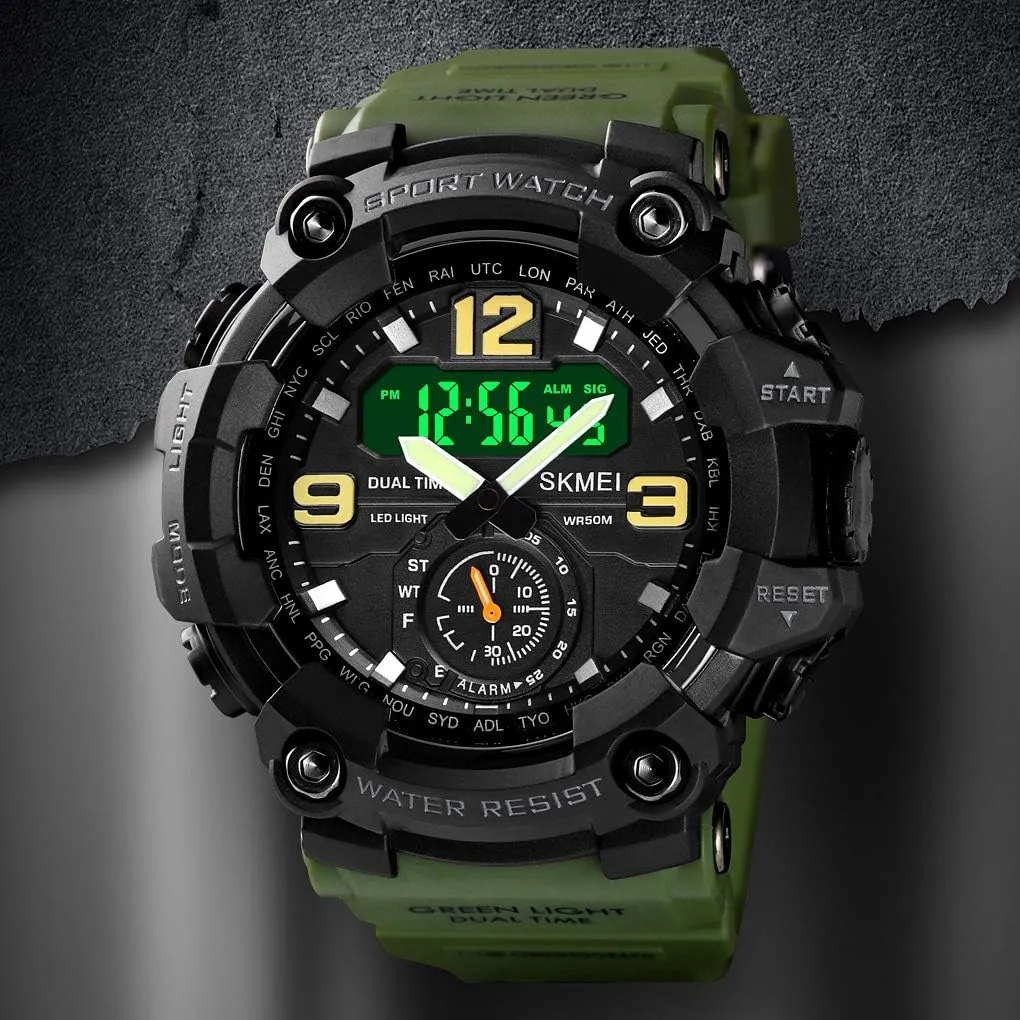 Military Multi Function Waterproof Alarm Electronic Watch MASTOP Mens Large Dial LED Digital brewster chart suspender suspect wanna Sport Watch 