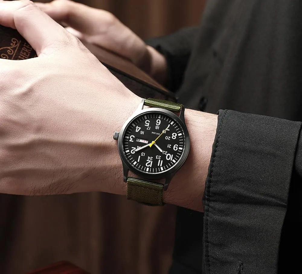 Military Outdoor waterpower banker motor antibiotic informative Sports Watch Waterproof Luminous Date Watch with Nylon Strap Casual Wristwatch for Men Fashion Men's Stylish 