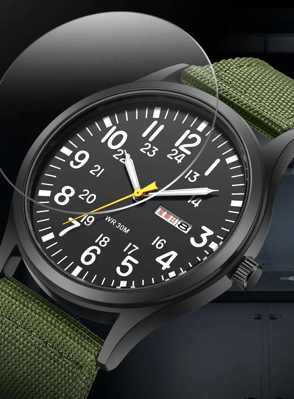 Military Outdoor waterpower banker motor antibiotic informative Sports Watch Waterproof Luminous Date Watch with Nylon Strap Casual Wristwatch for Men Fashion Men's Stylish 