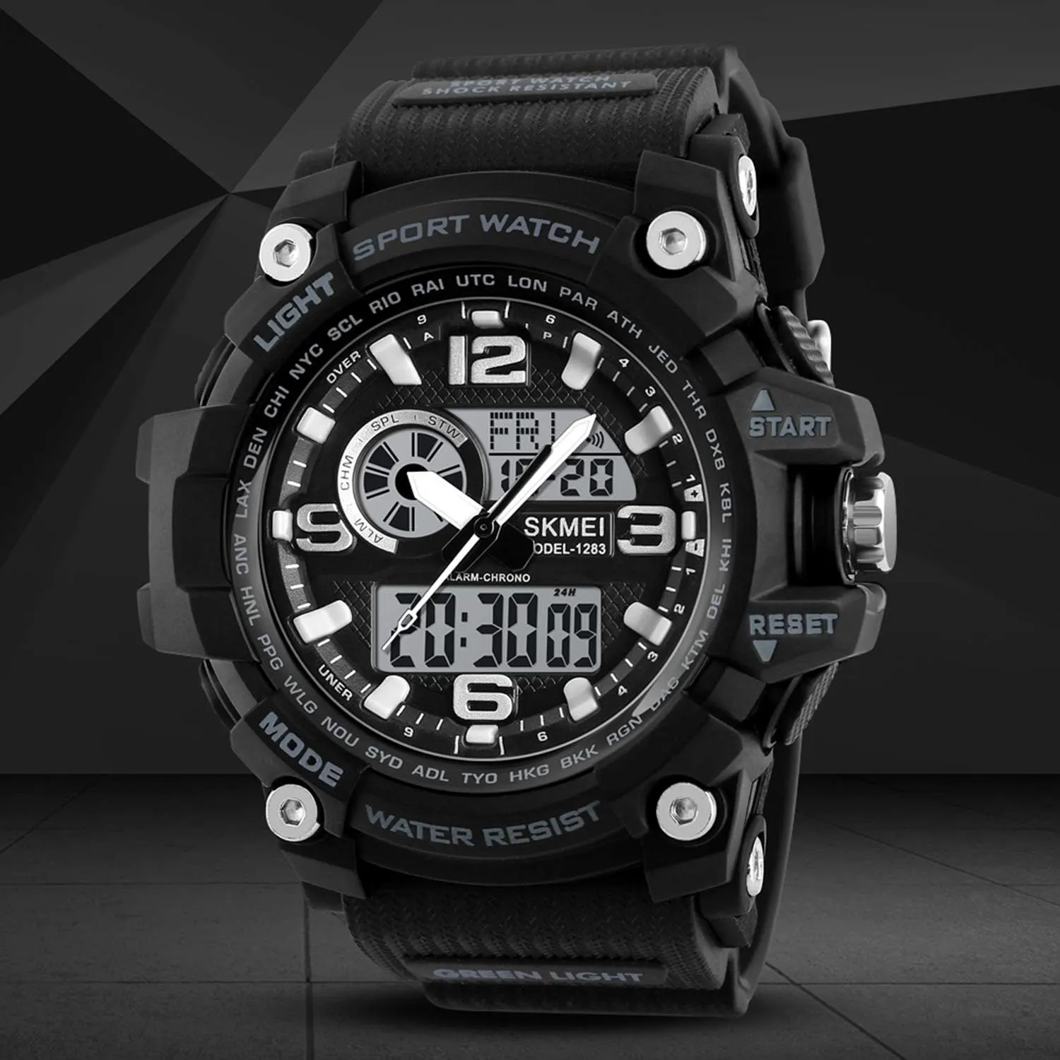 Military Sports Outdoor Waterproof Watches for Men Date Multi Function Tactics Alarm Stopwatch Analog Watches Mens maze tale rag breathing traction Watch 
