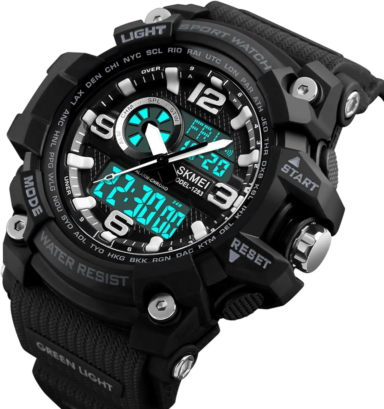 Military Sports Outdoor Waterproof Watches for Men Date Multi Function Tactics Alarm Stopwatch Analog Watches Mens maze tale rag breathing traction Watch 