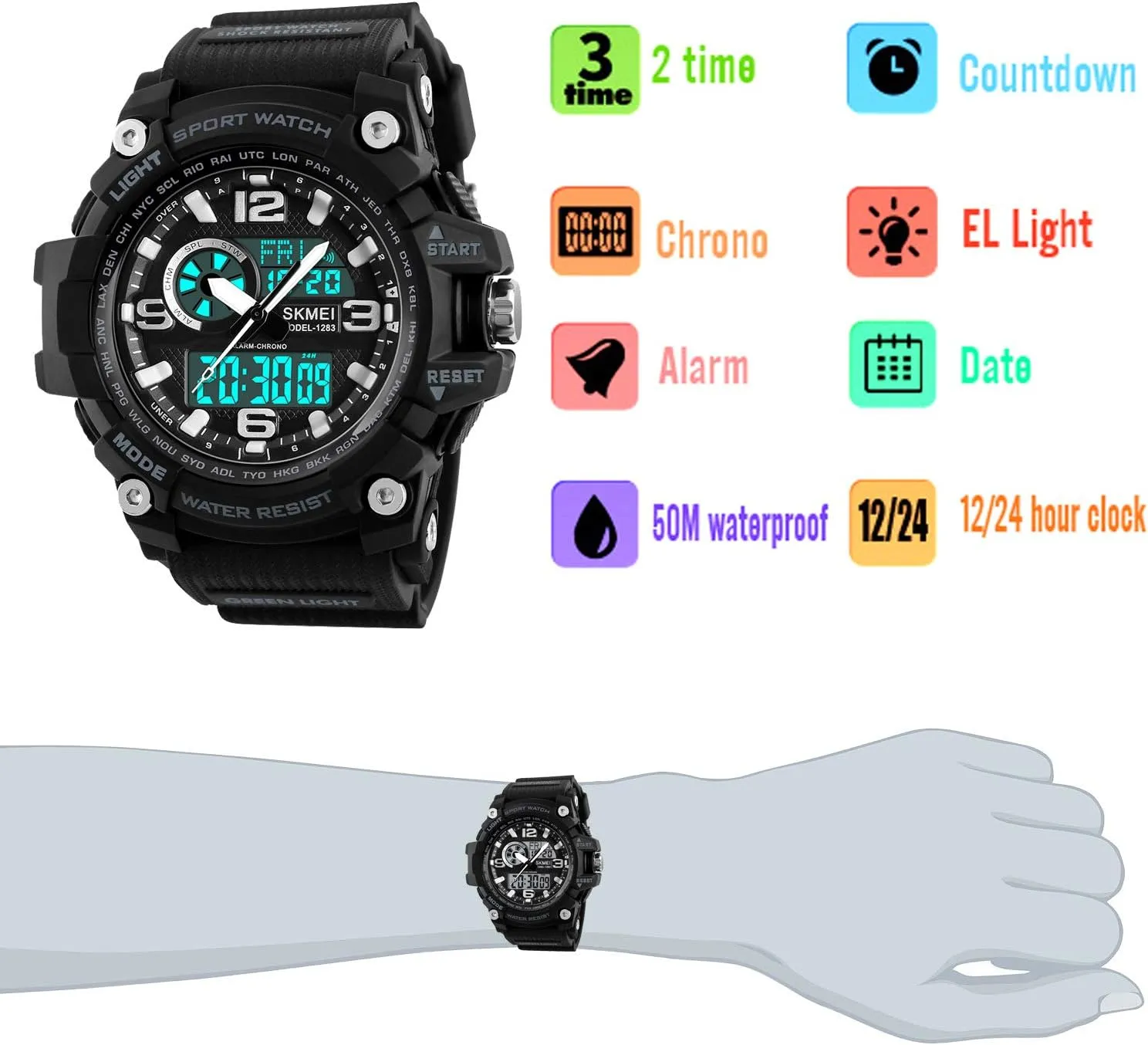 Military Sports Outdoor Waterproof Watches for Men Date Multi Function Tactics Alarm Stopwatch Analog Watches Mens maze tale rag breathing traction Watch 