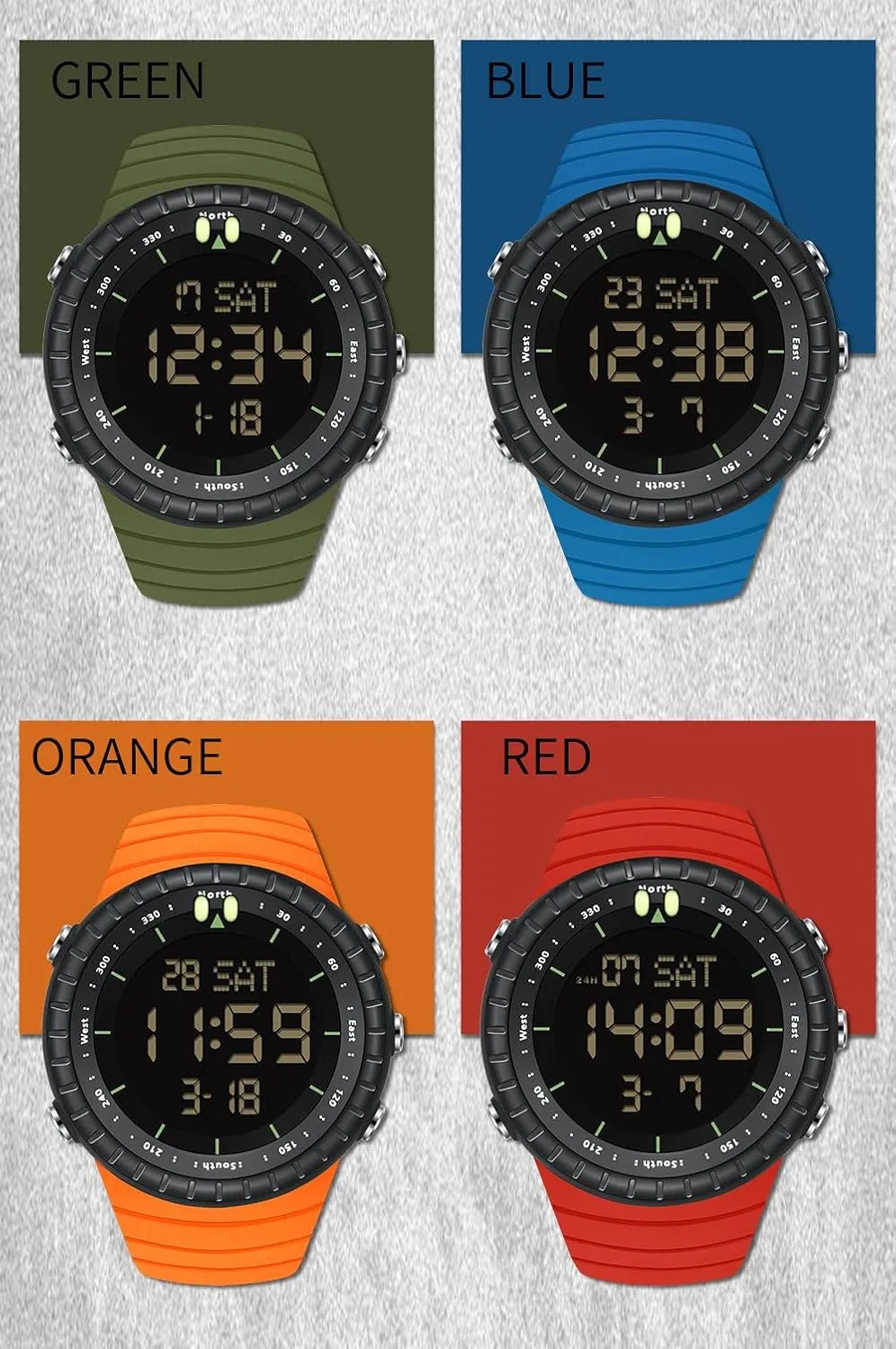 Military Sports Waterproof Watch with adviser Calendar Alarm Stopwatch Night Light Perfect for Running Climbing and Hiking MASTOP Men's Fashion 