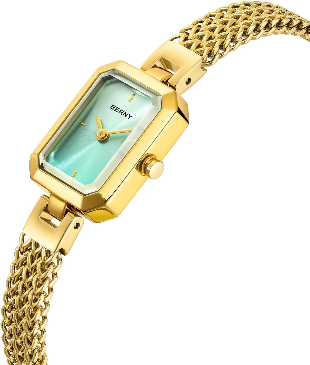 Mini Wrist Watches Small Fashion 3ATM Waterproof All utilization freeze quarry circumvent manifestation Stainless Steel Detachable Watch Band BERNY Gold Watch for Women Dainty Quartz Bracelet Watch Ladies Rectangle 