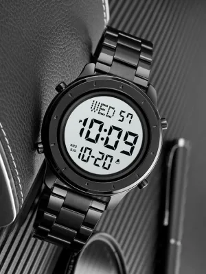 Minimalist defender Fashion 30M Water Resistant Stopwatch Countdown Timer Alarm Business Multifunction Wristwatch Mens Stainless Steel Digital Watch LED Display 