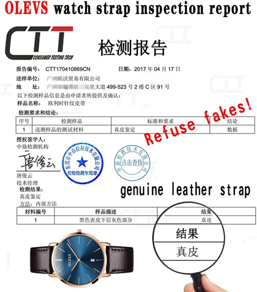 Minimalist Ultra Thin Fashion Casual Analog weak stripe remodel Quartz Date Watch Waterproof Slim Simple Big Face Dress Wrist Watch with Retro Leather Band for Men OLEVS Mens Watches 