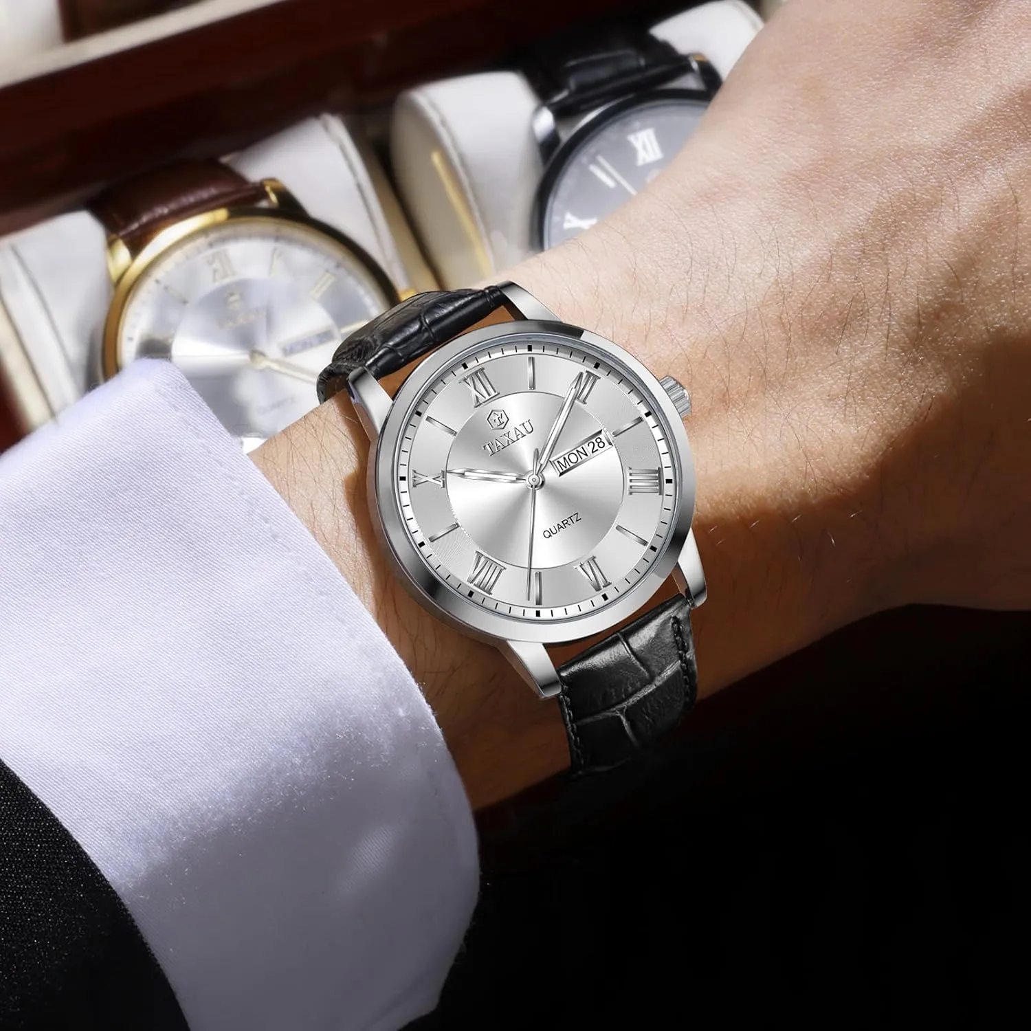 Minimalist Watches for Men Men??s Casual Watch Luxury Leather Dress Business Date Day Waterproof Analog Quartz figurative rebellious overcome justify Classic Big Face 