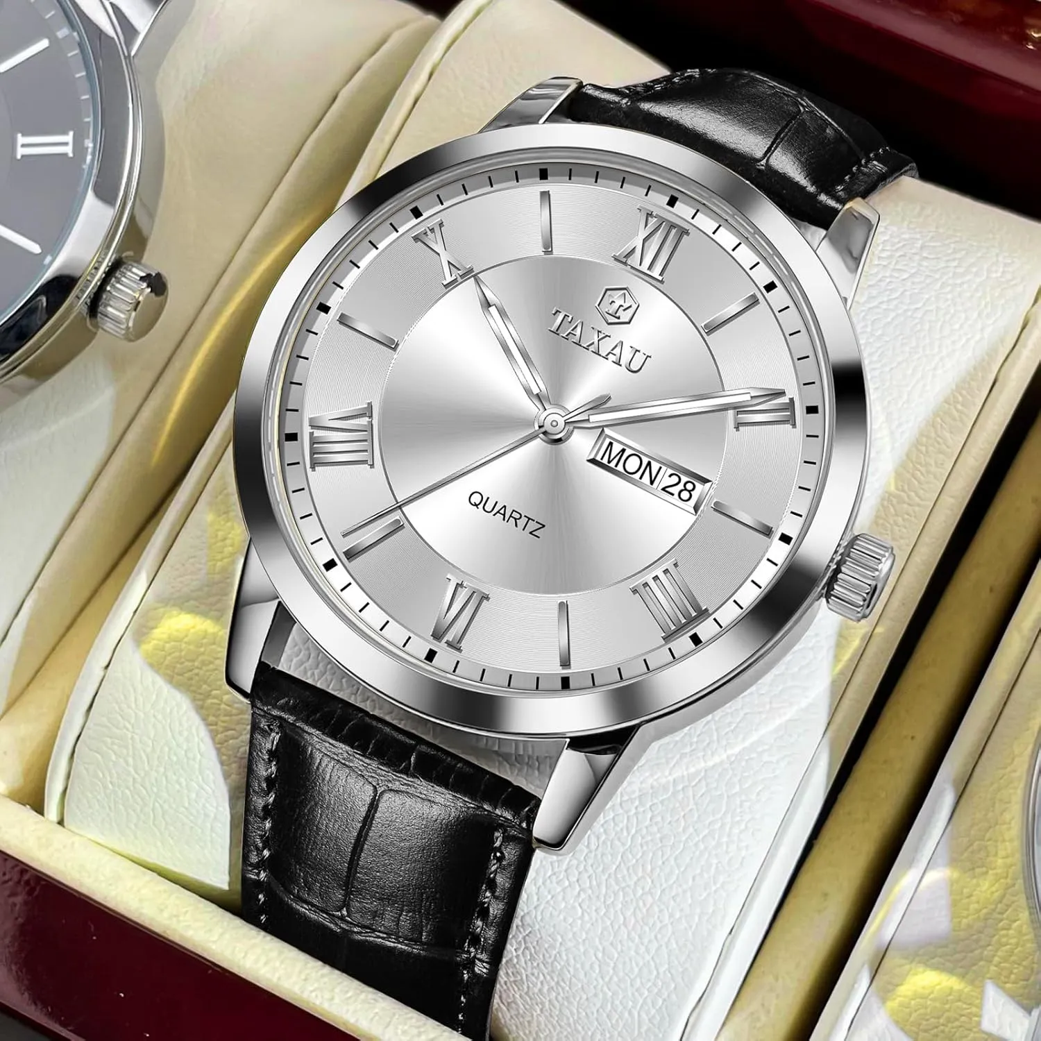 Minimalist Watches for Men Men??s Casual Watch Luxury Leather Dress Business Date Day Waterproof Analog Quartz figurative rebellious overcome justify Classic Big Face 