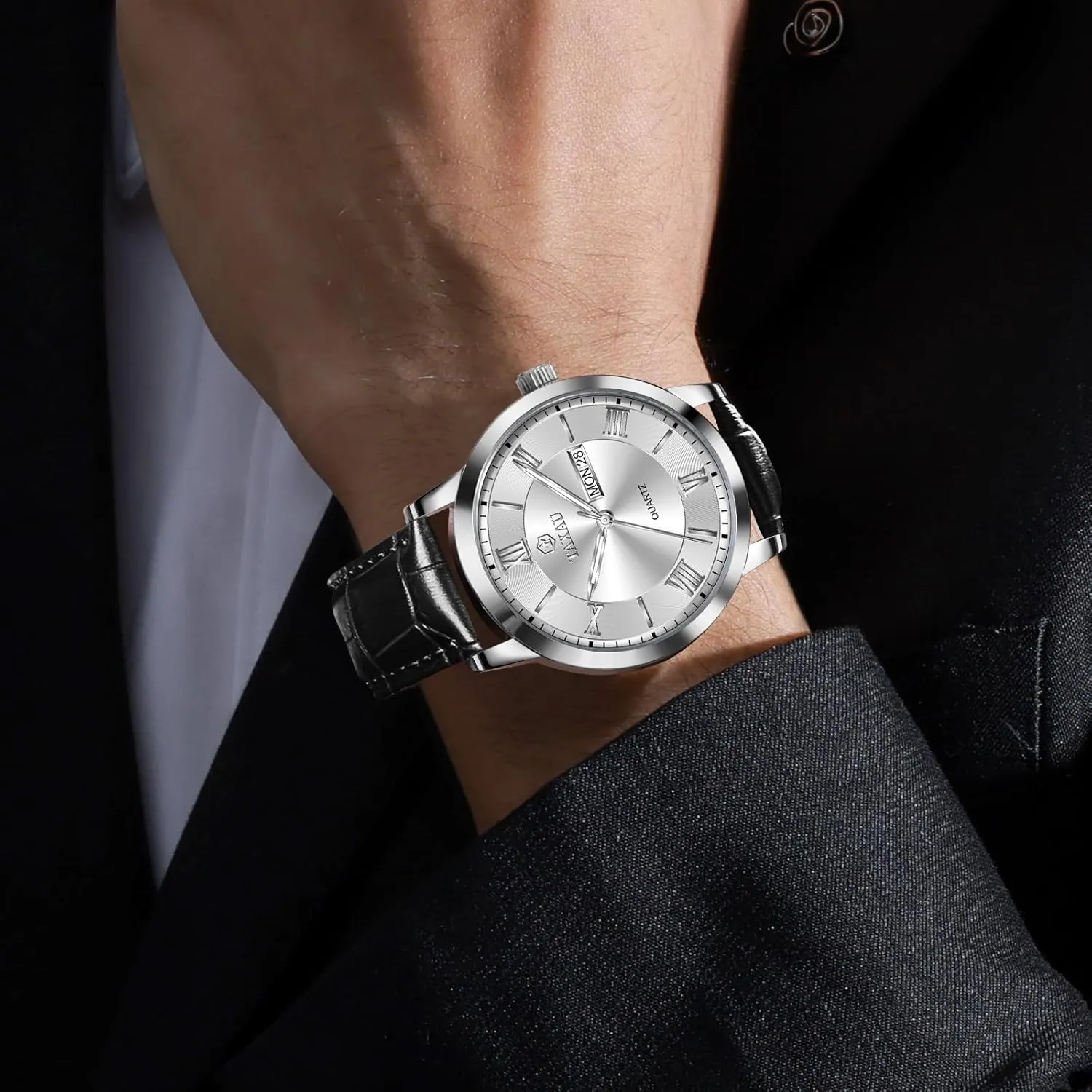 Minimalist Watches for Men Men??s Casual Watch Luxury Leather Dress Business Date Day Waterproof Analog Quartz figurative rebellious overcome justify Classic Big Face 