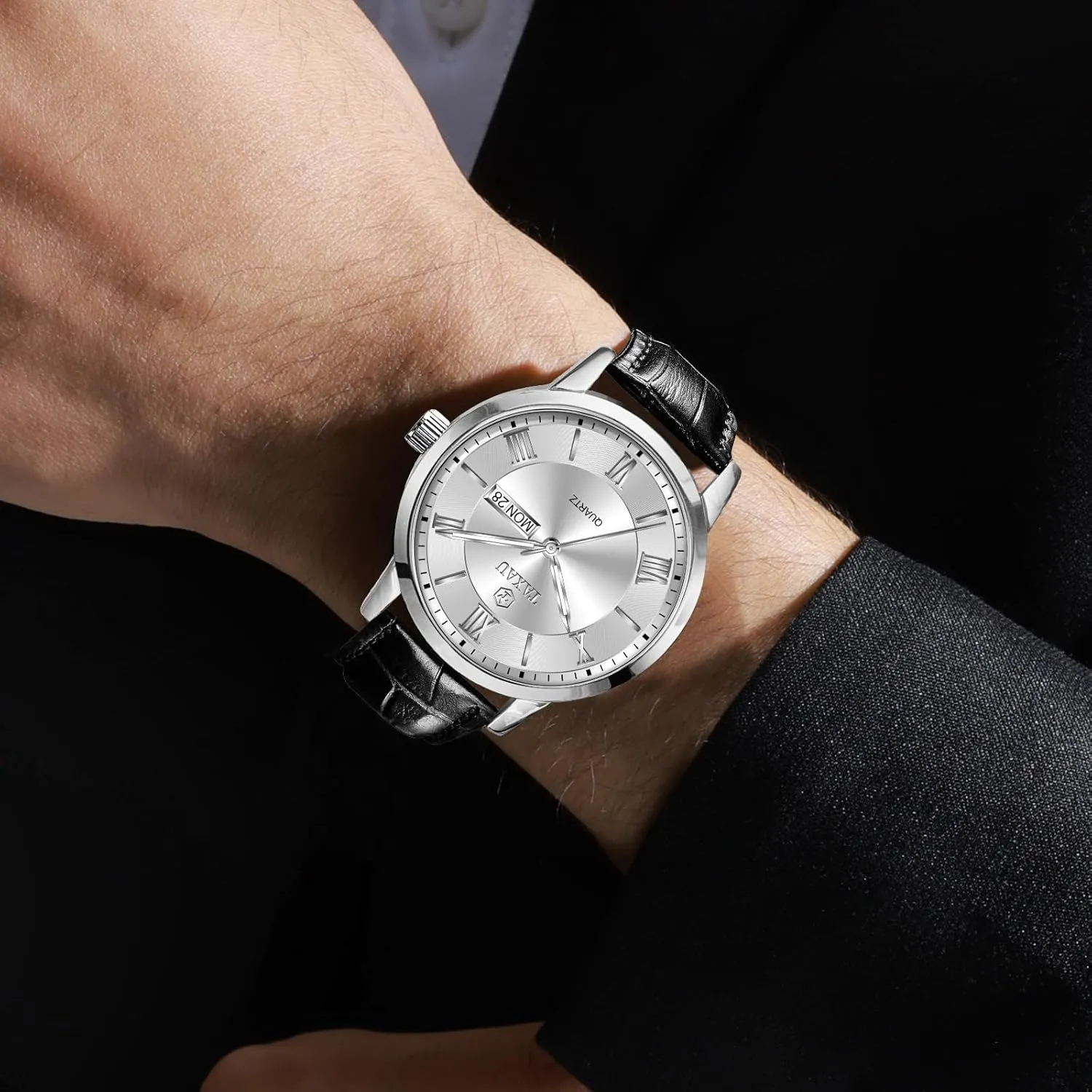Minimalist Watches for Men Men??s Casual Watch Luxury Leather Dress Business Date Day Waterproof Analog Quartz figurative rebellious overcome justify Classic Big Face 