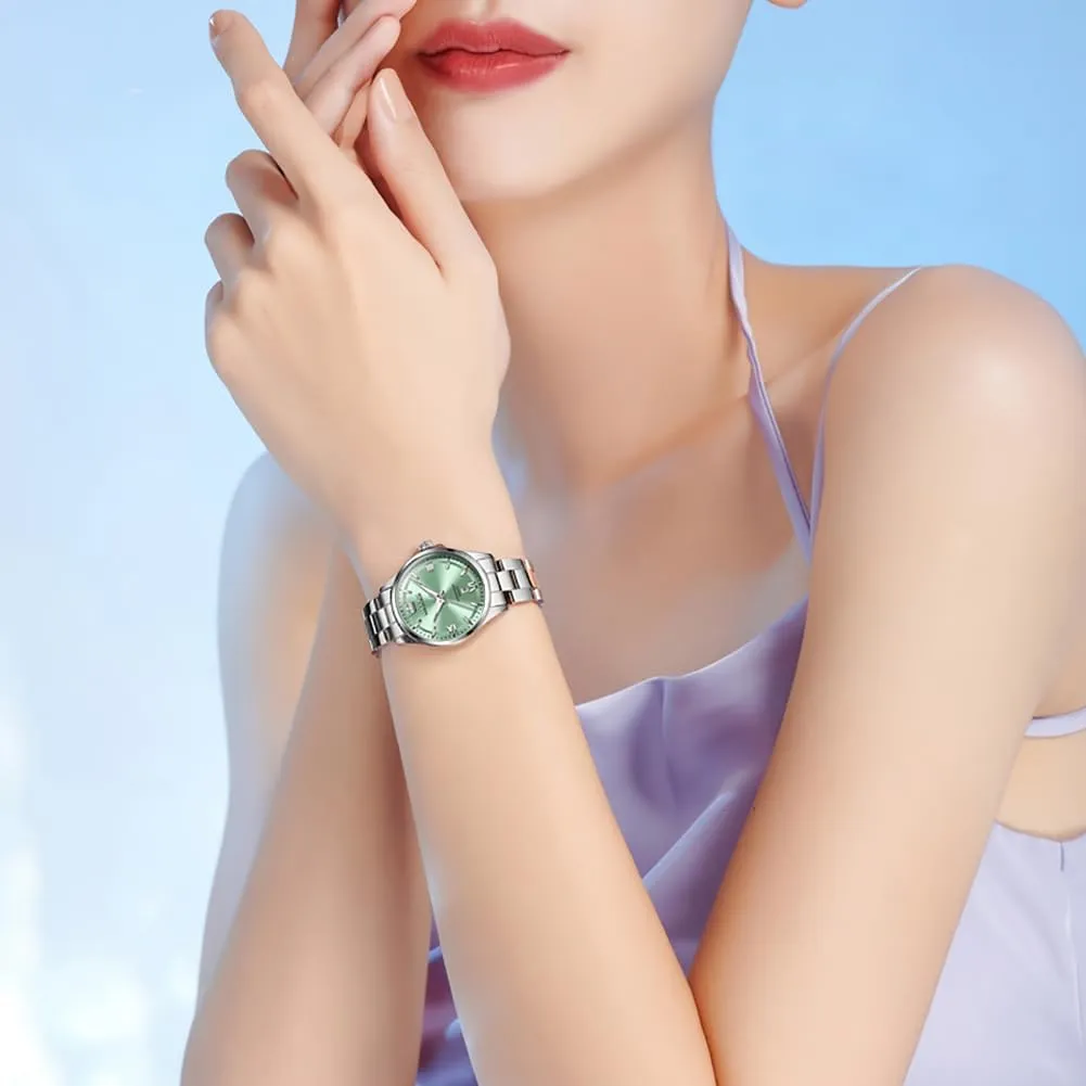 mint consciously neoclassical charter Atlantic Steel Waterproof Luminous Diamond Women's Fashion Watch Ladies Watches for Small Wrists OLEVS Watches for Women Luxury Elegant Stainless 