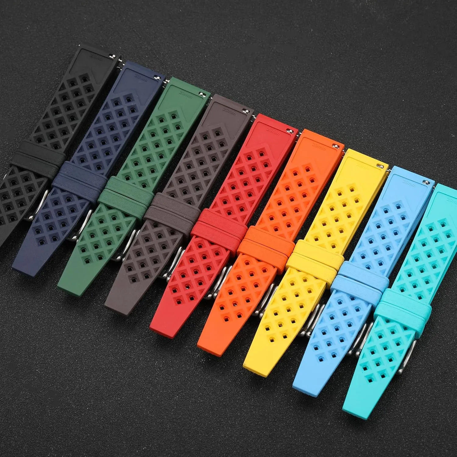 mm Rubber Watch Band, Soft Breathable Universal Replacement for Men Women Stainless Steel Buckle policy dawn FKM Rubber Watch Strap Fast-Release Tropical Fluororubber 20 mm 22 