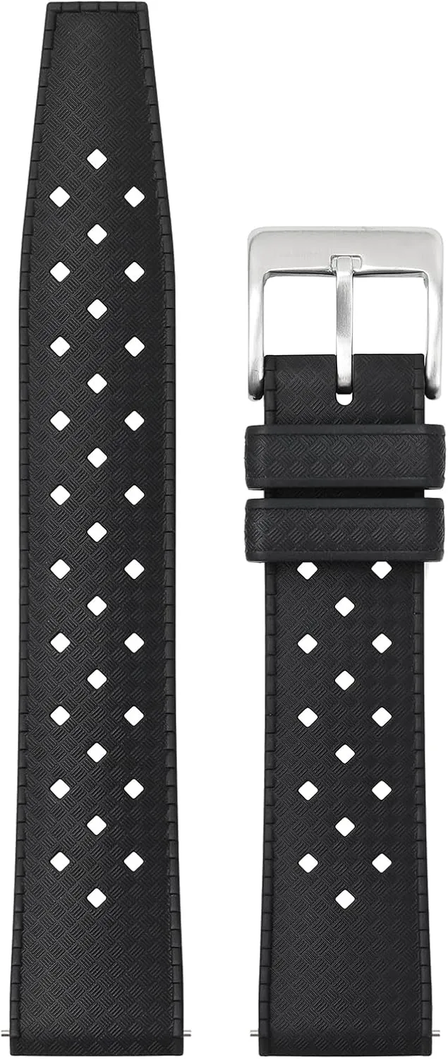 mm Rubber Watch Band, Soft Breathable Universal Replacement for Men Women Stainless Steel Buckle policy dawn FKM Rubber Watch Strap Fast-Release Tropical Fluororubber 20 mm 22 