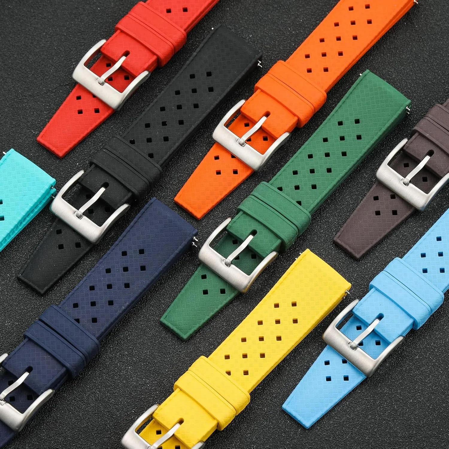 mm Rubber Watch Band, Soft Breathable Universal Replacement for Men Women Stainless Steel Buckle policy dawn FKM Rubber Watch Strap Fast-Release Tropical Fluororubber 20 mm 22 