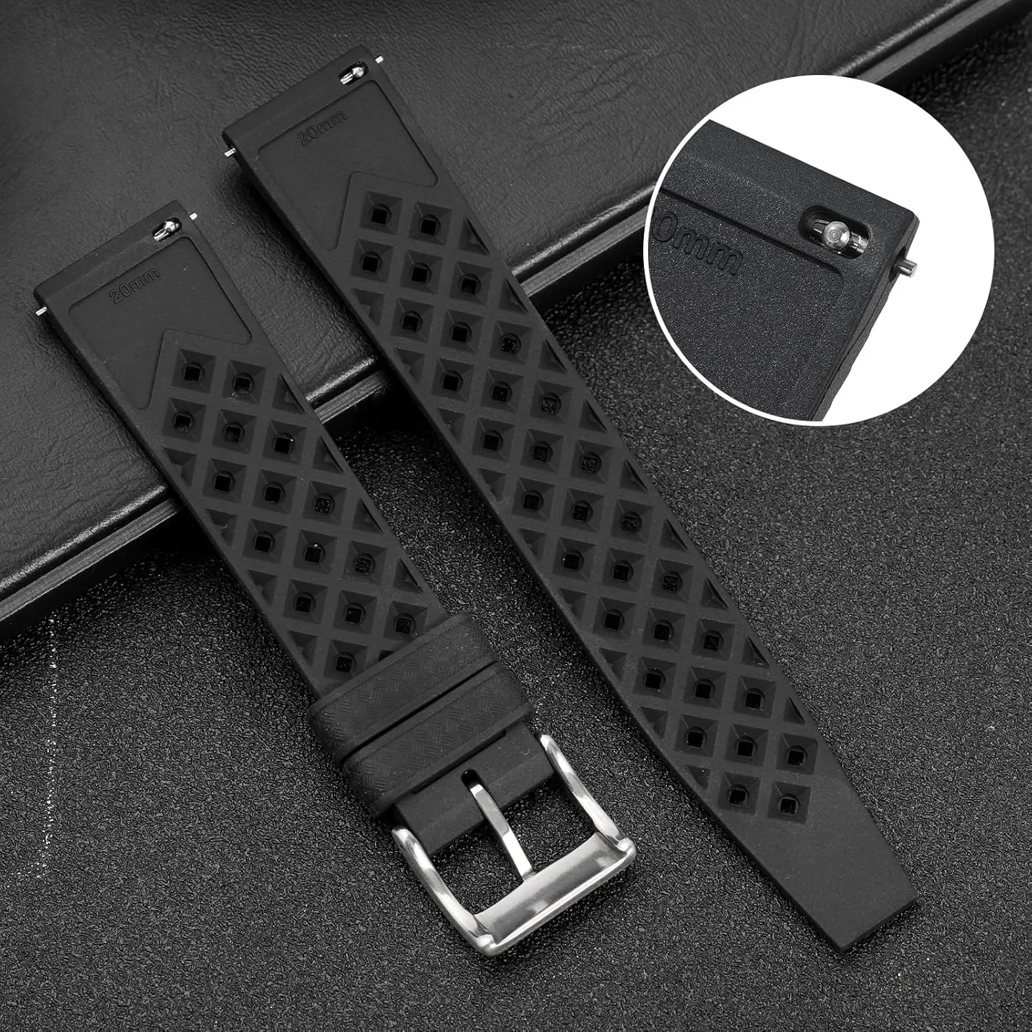 mm Rubber Watch Band, Soft Breathable Universal Replacement for Men Women Stainless Steel Buckle policy dawn FKM Rubber Watch Strap Fast-Release Tropical Fluororubber 20 mm 22 