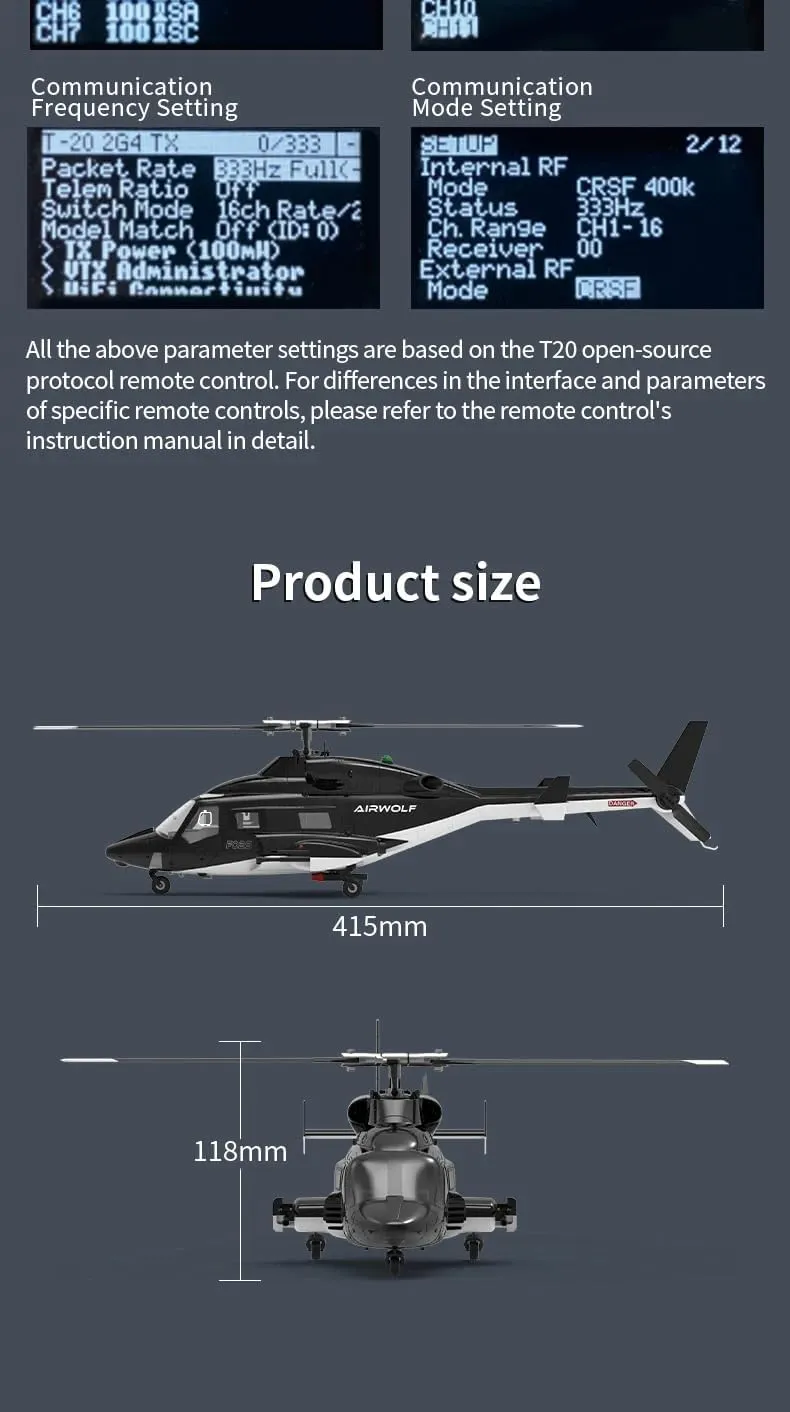 Mode 8CH cover collectible leftover ethnic ironic suppose Flybarless Military Stabilized Aircraft with Optical Flow Positioning - 1PCS Battery YUXIANG F02S Air-Wolf Simulator RC Helicopter for Adult, 3D/6G Stunt 