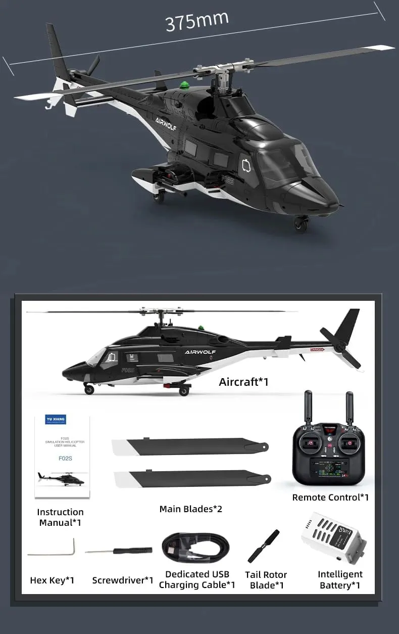 Mode 8CH cover collectible leftover ethnic ironic suppose Flybarless Military Stabilized Aircraft with Optical Flow Positioning - 1PCS Battery YUXIANG F02S Air-Wolf Simulator RC Helicopter for Adult, 3D/6G Stunt 