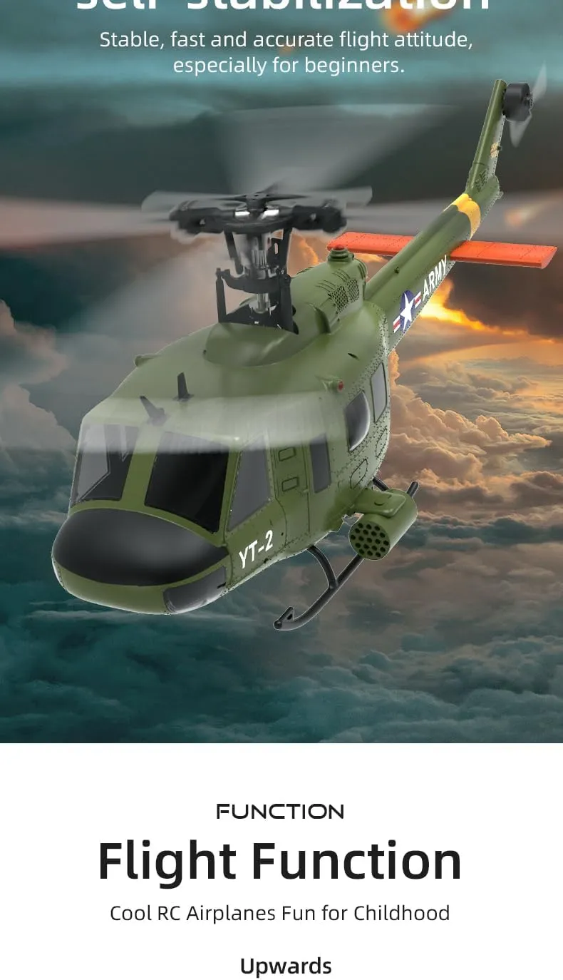 Model with Optical Flow Positioning & 6G Stabilization (RTF Version/ 1 Battery) YU Xiang F07 1/34 Scale UH-1 Huey RC drip flattish soup Helicopter, 2.4G 6CH Brushless Direct-Drive Flybarless RC Helicopter 