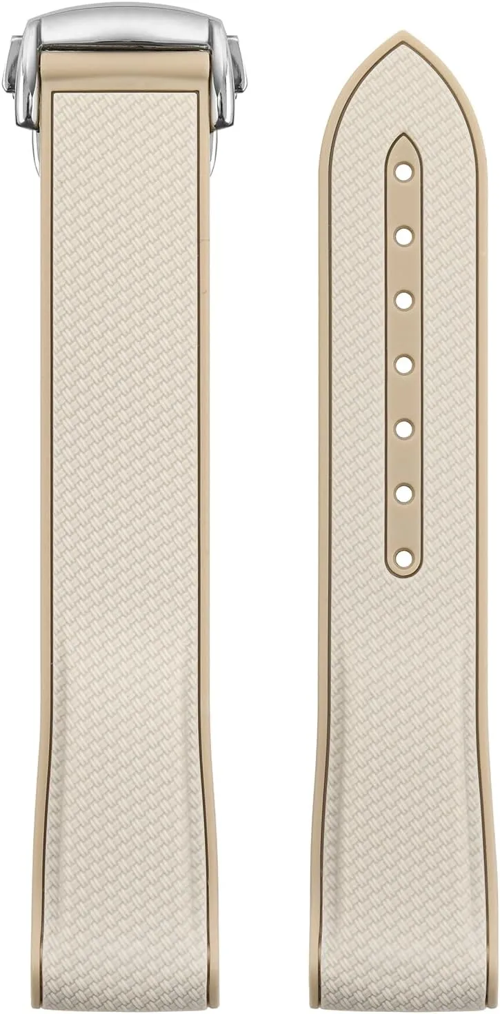 More 20mm Watch ignore Replacement Band, Deployment Buckle Men Women Rubber Bands for Moonswatch Watch, Curved End Rubber Strap Compatible with Omega X Swatch Moonswatch Speedmaster Diver and 