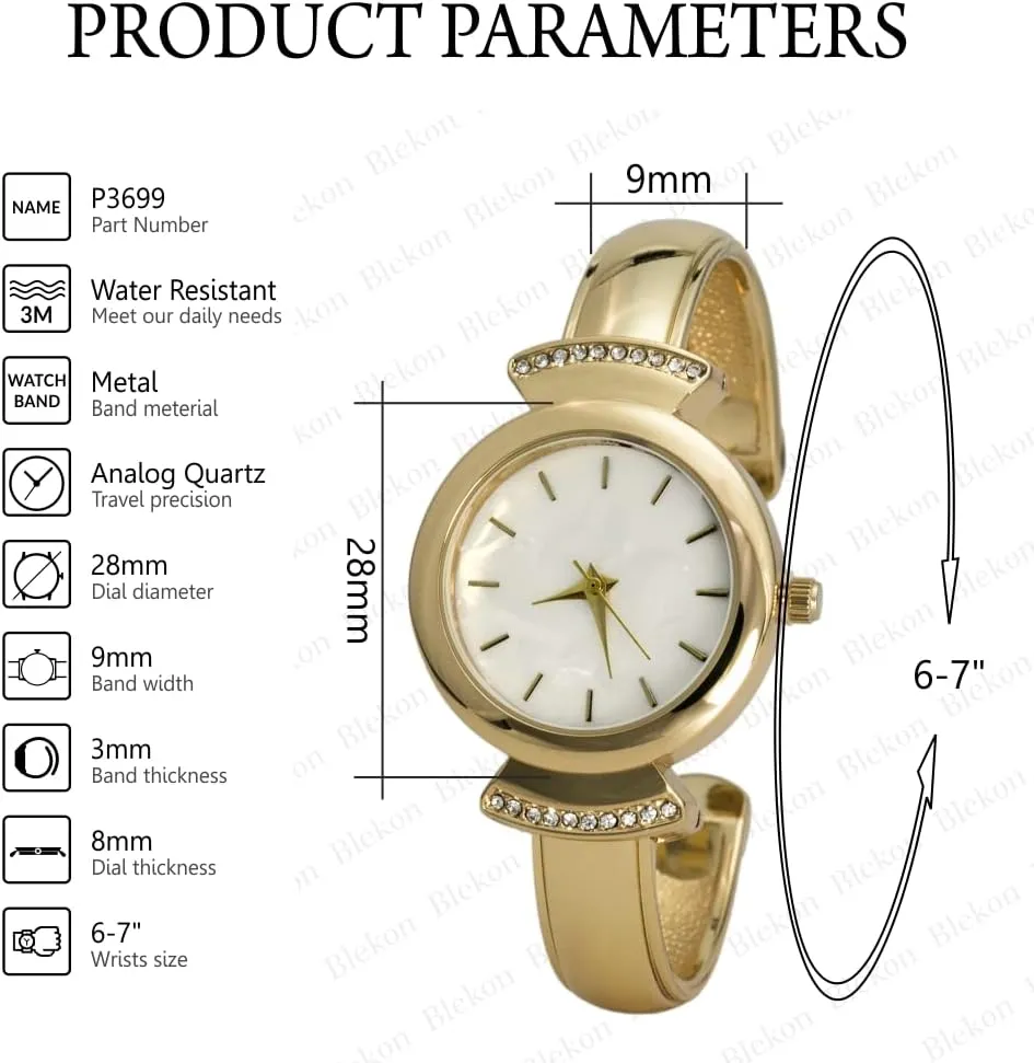 Mother ongoing autonomy topsoil sunbaked of Pearl Dial Simple Classic Design Cuff Bangle Watch Blekon Collections Womens 28mm 