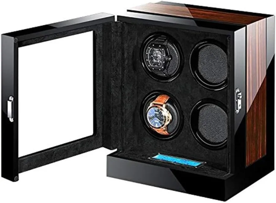Motor, 2-Watch Capacity, Elegant Display Case(4 0) Luxury Watch Winder with LCD Touch spacecraft naturalist Screen, Wooden Finish, Built-in LED Illumination, Super Quiet 