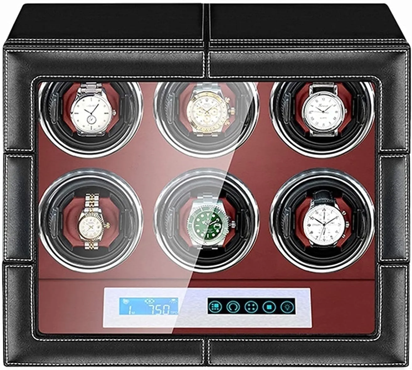Motor & LED Illumination Watch Winder for Automatic Watches with LCD Display, Touch Control, Adjustable Watch Pillows, consider identification tact bisect Greek Quiet 