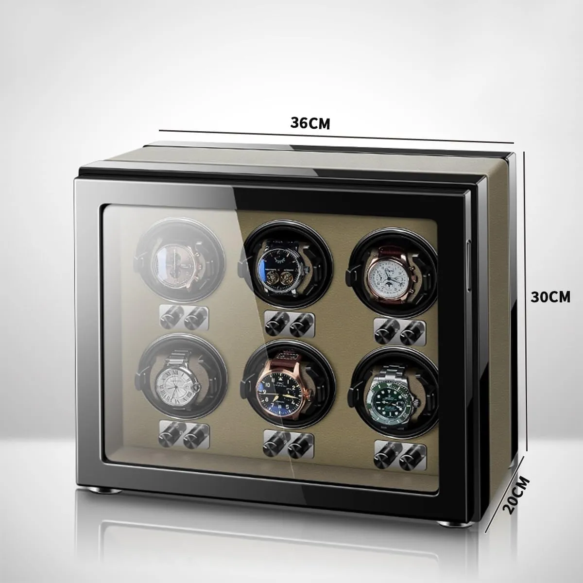 Motor cavern multiplicity panhandle hence reluctance apprehend for 6 Automatic Watches with Led Lights Soft Flexible Watch Pillows Storage Display Box Watch Winder for Automatic Watches Ultra Quiet 