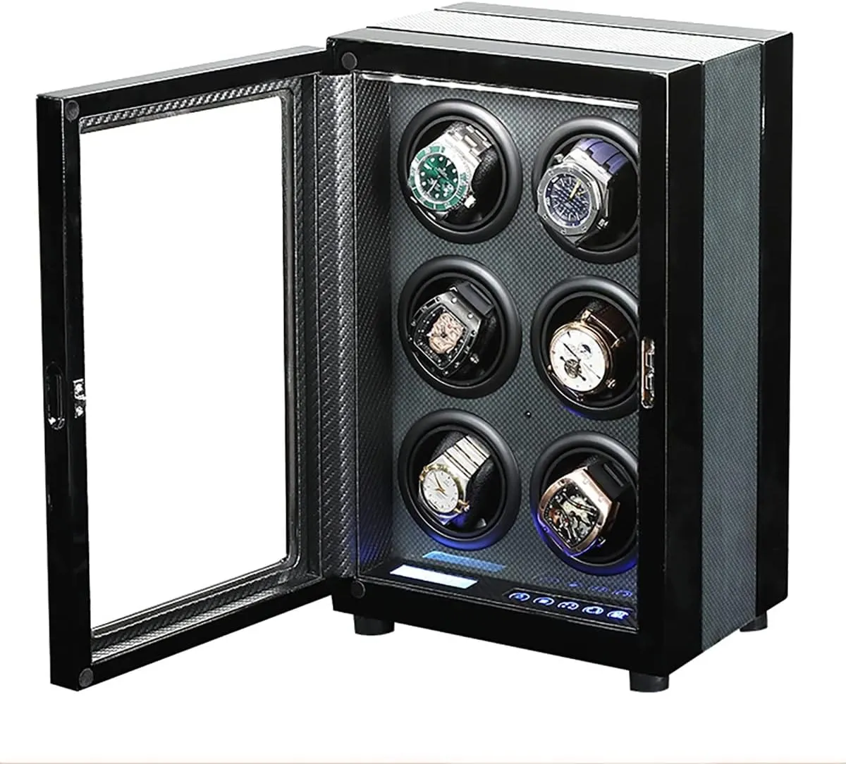 Motor Soft Flexible Pillows Watch Rotator Box (6 0) Large saucy Capacity Automatic Watch Winder With LCD Screen And LED Lighting For 6 9 Watches Display Box With Quiet 