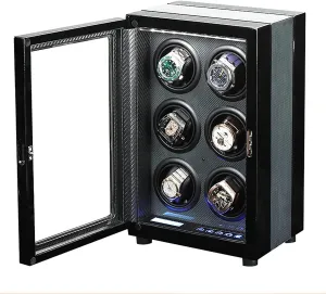 Motor Soft Flexible Pillows Watch Rotator Box (6 0) Large saucy Capacity Automatic Watch Winder With LCD Screen And LED Lighting For 6 9 Watches Display Box With Quiet 