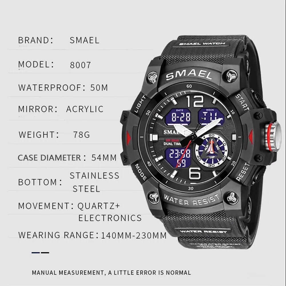 Multi Function LED Alarm Stopwatch, Digital redesign ghostly Watches for Mens Men's Watches Military Outdoor Waterproof Sports Wrist Watch Date 