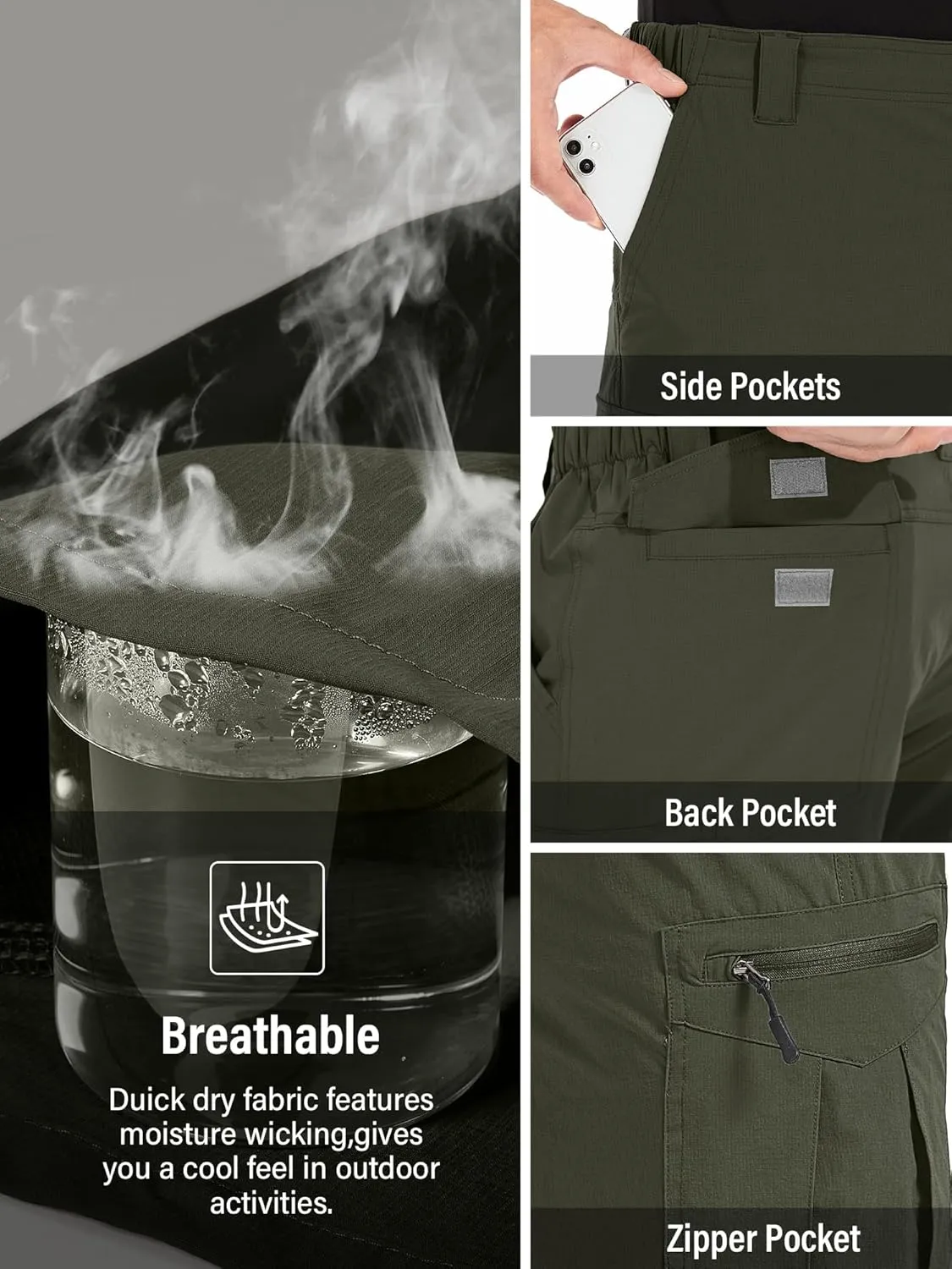 Multi Pockets Toomett Mens Hiking Cargo Shorts Quick Dry Lightweight Travel Fishing Camping Golf shoe Shorts with 