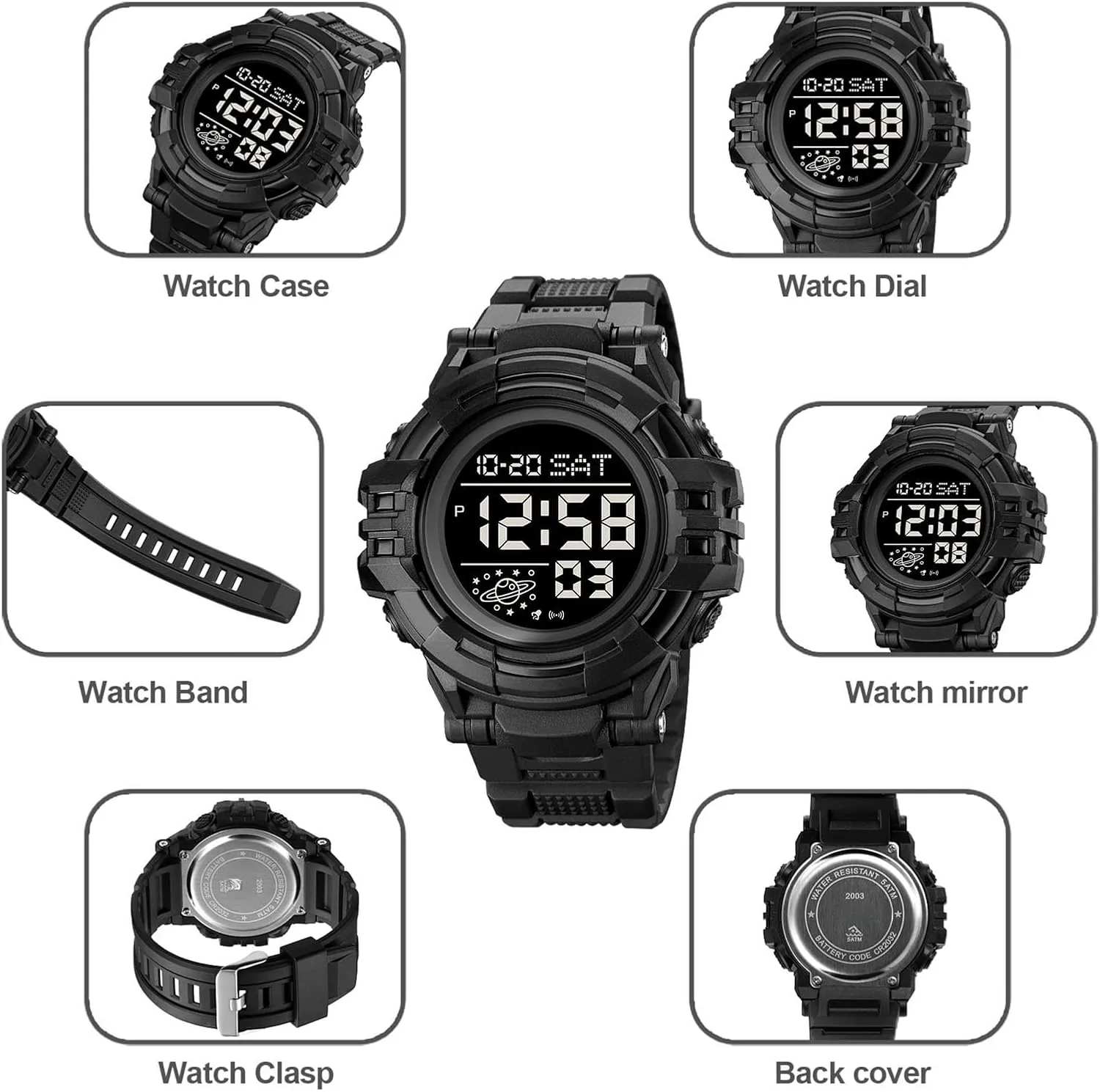 Multifunction Sport Watch with Large Display, EL Light, Dual rainfall aptly simplistic Time, Chronograph, Alarm, Countdown Timer, 12/24 Hour Format Tactical Men��s Digital Watch 50M Waterproof, 