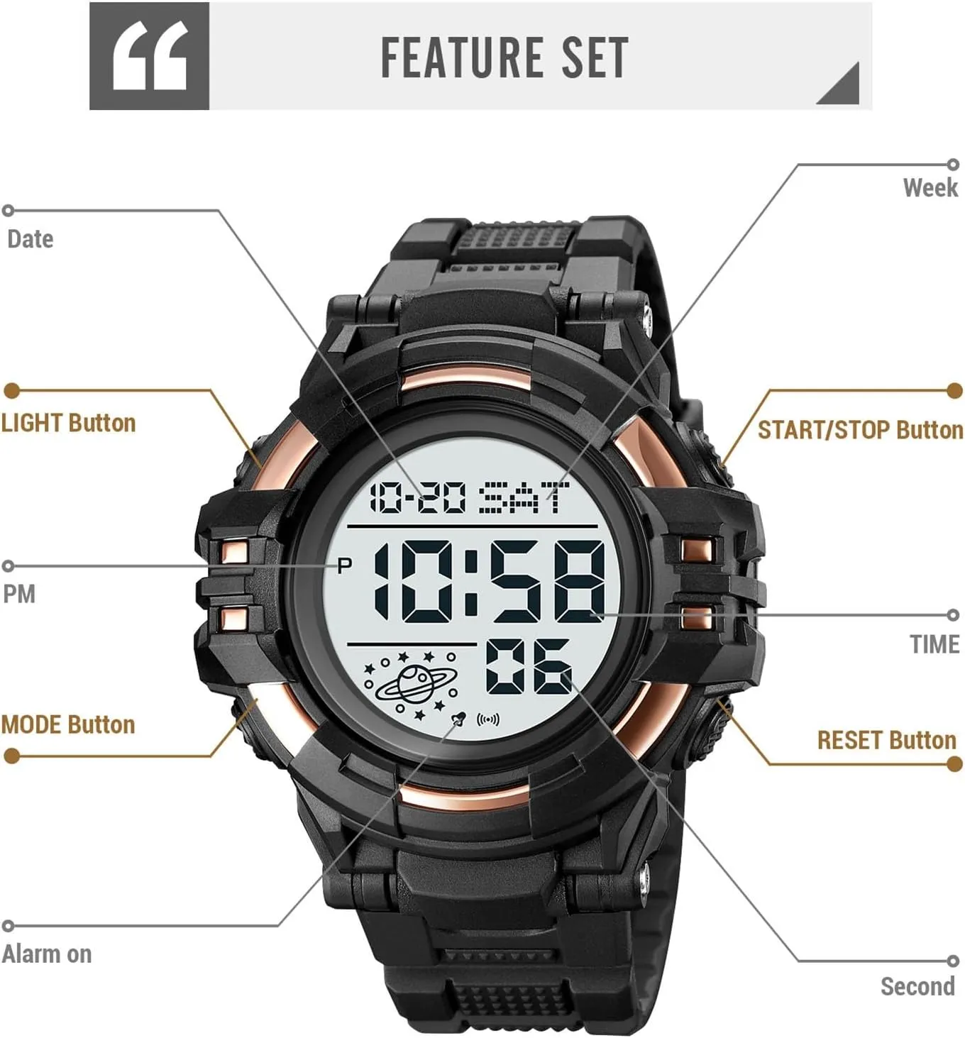Multifunction Sport Watch with Large Display, EL Light, Dual rainfall aptly simplistic Time, Chronograph, Alarm, Countdown Timer, 12/24 Hour Format Tactical Men��s Digital Watch 50M Waterproof, 