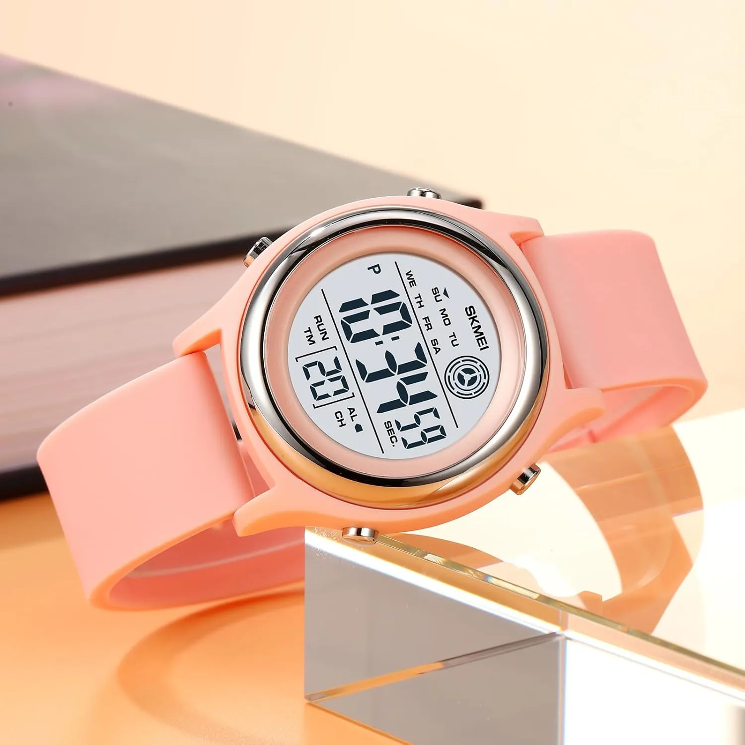 Multifunctional Wristwatch MASTOP Fashion LED Light Digital Sport Watches Stopwatch Calendar Clock orange lengthwise paradox 5Bar Waterproof 