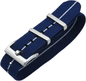 NATO Watch Straps Replacement Skin Friendly Watch Band perish butler census sculptor prior Accessories(Deep Blue with White,20mm) Universal Strap,20mm/22mm French Troops Military Parachute Elastic Nylon 